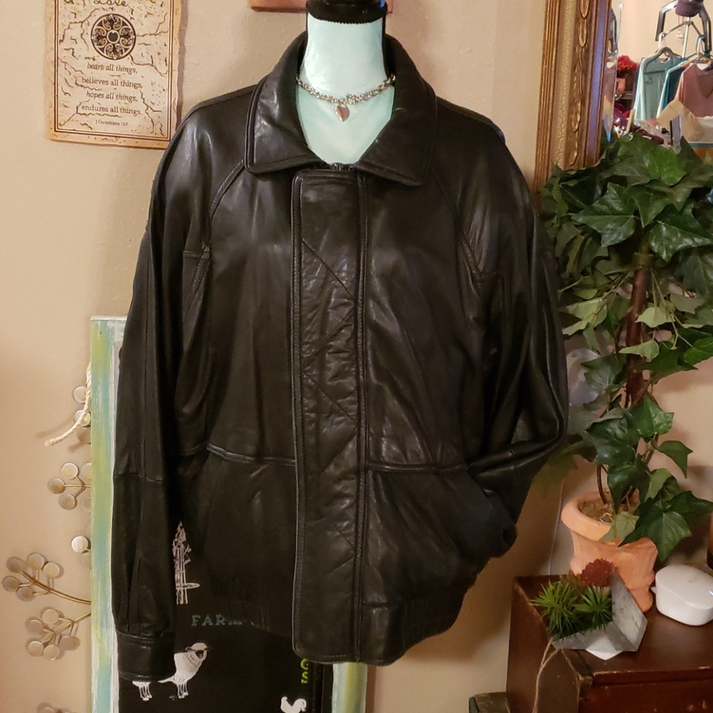 Marc For Parisian Black Leather Jacket Size Large